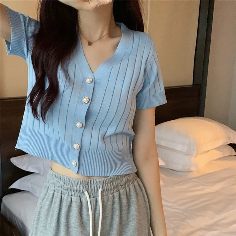 Женский Укороченный кардиган светло-фиолетовый свитер с коротким рукавом