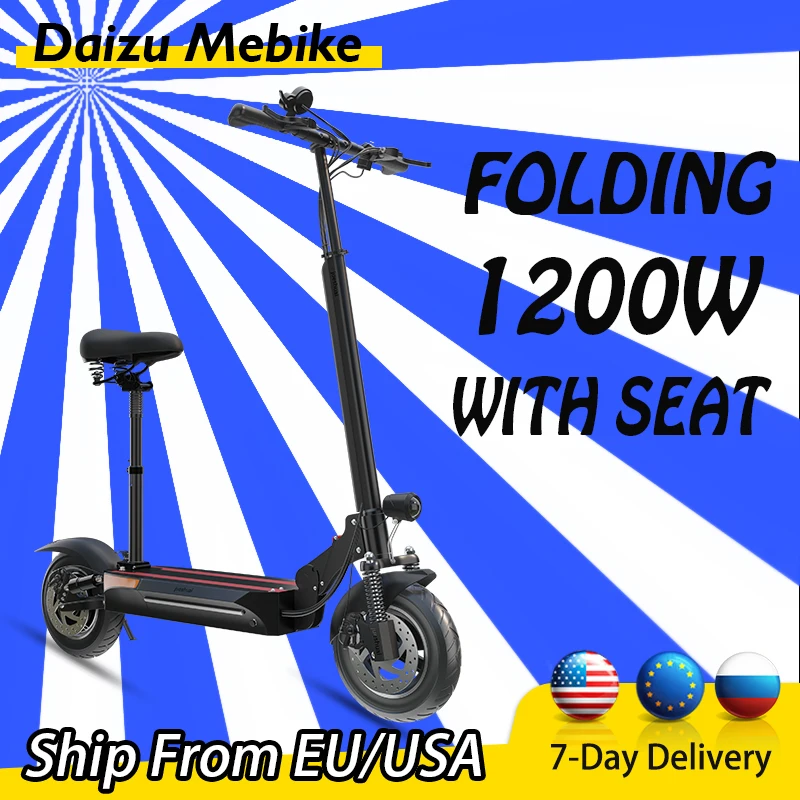 

1200W Folding Electric Scooter 60 km/h Top Speed Electric Scooters 48V 13AH Battery Scooter Electric Removable Seat 10inch Tires