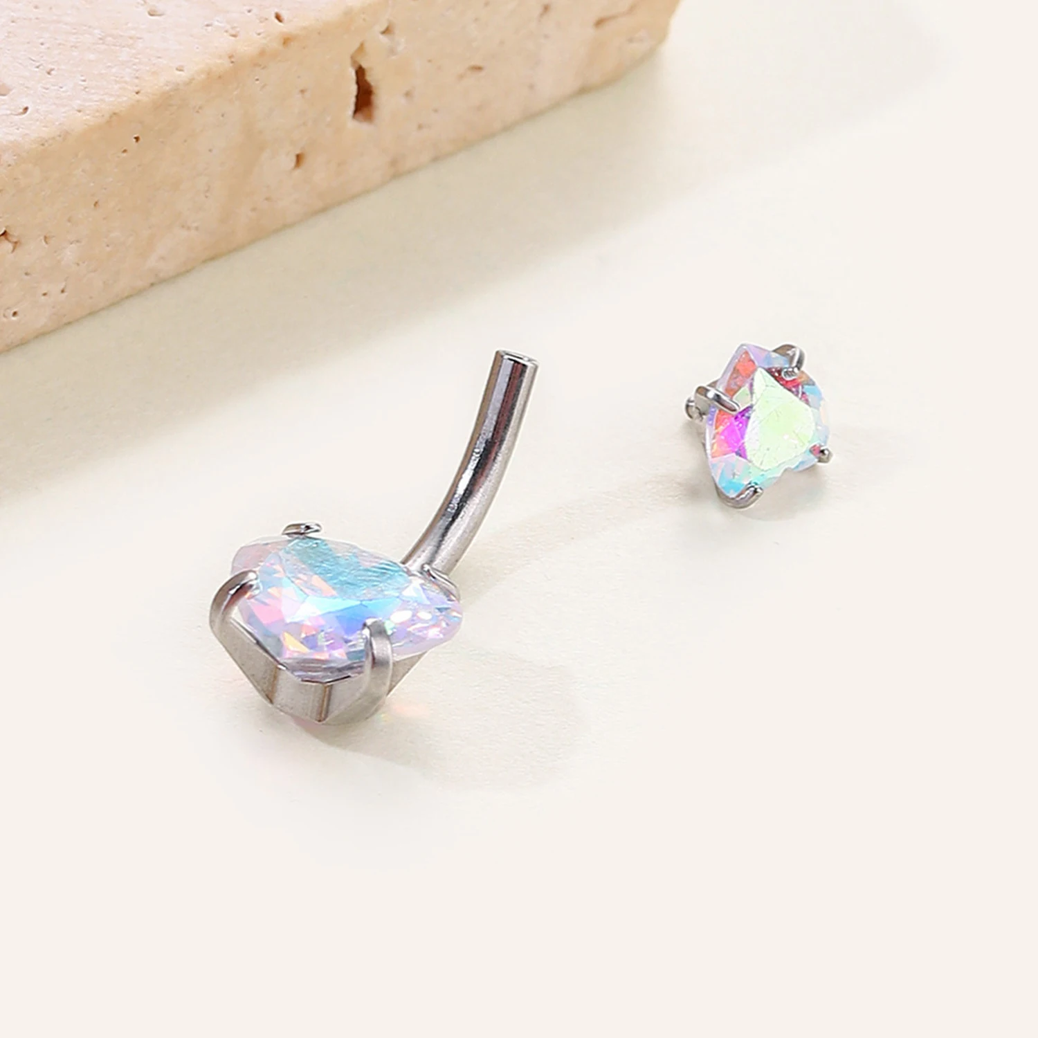 Женское кольцо для пупка с кристаллами из нержавеющей стали