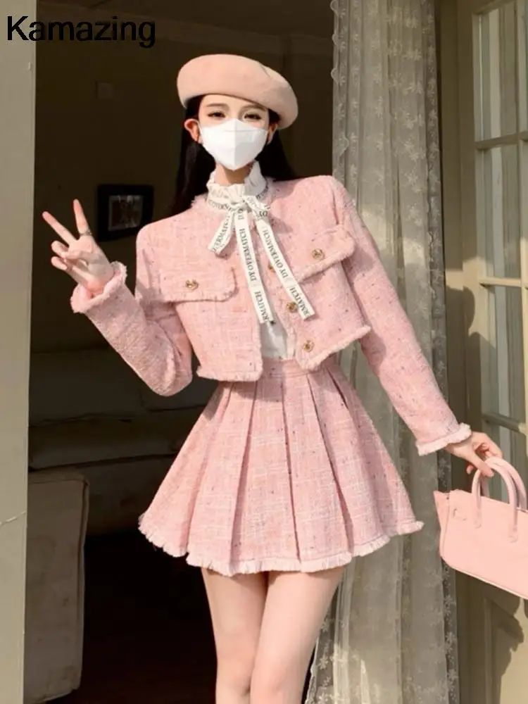 Женский твидовый костюм с бахромой дизайнерский из двух предметов короткая