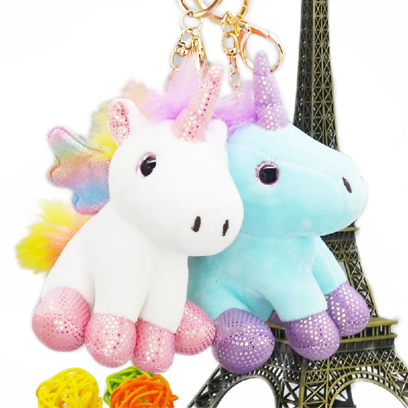 New Bags Accessories Plush Toy Doll Angel Unicorn Car Keychain Mobile Phone Buckle Pendant Bag Charm Accessories For Handbags