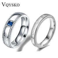 vqysko stainless steel rhinestone rings luxury shiny crystal ring rose gold color ring for women engagement gift brands ring
