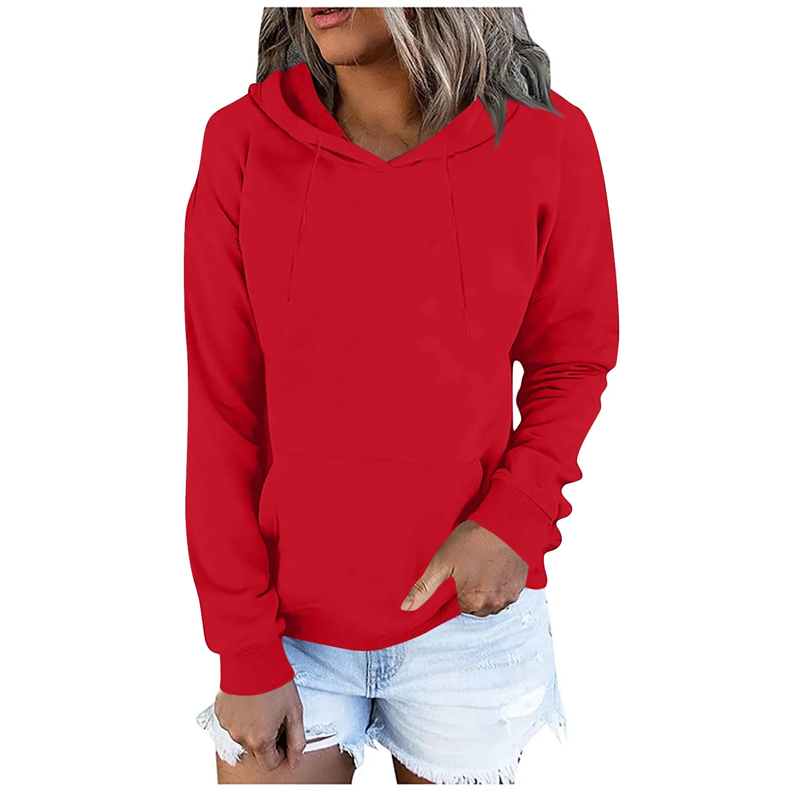 

Autumn And Winter Women'S Casual Fashion Solid Color Long Sleeve Pullover Hoodies Sweatshirts New Fashion Simple Versatile
