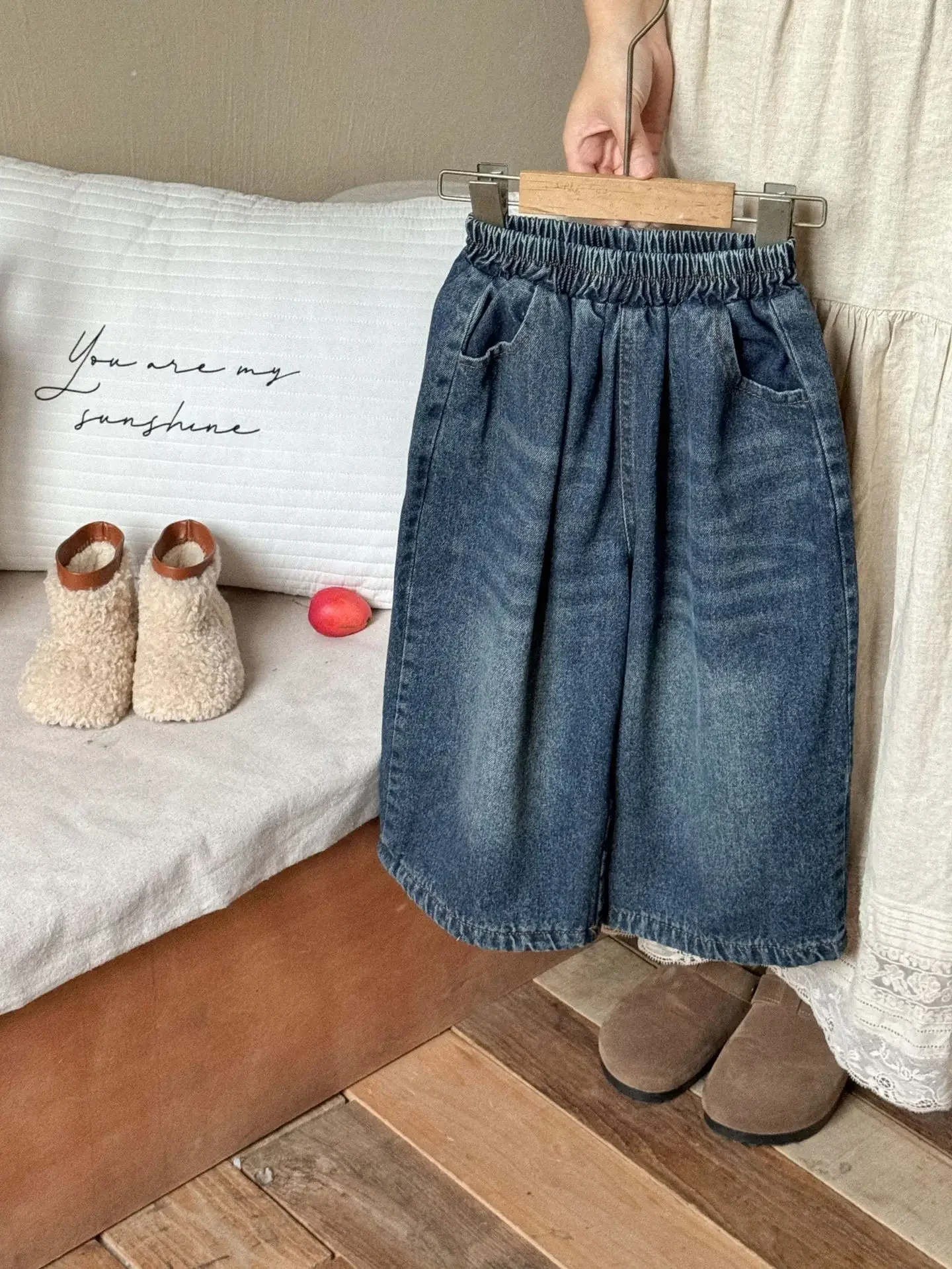 Брюки для девочек новинка 2024 зимняя детская одежда корейский стиль детские