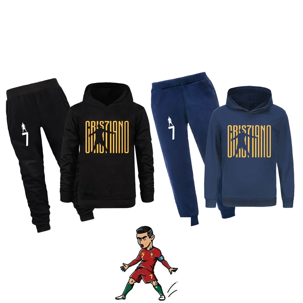 New The Best FIFA Men's Player Autumn Kid Long Sleeves Hoodies Set Boys Football CR7S Print Sweatershirt Baby Girl Costume