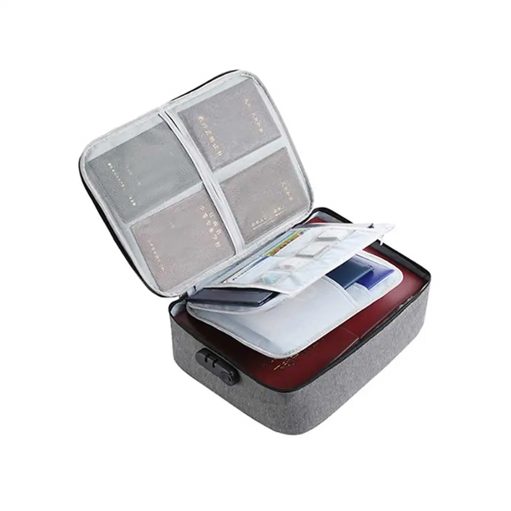 

Document Storage Bag File Handled Moistureproof Dustproof Waterproof Home Travelling Organizer Briefcase Case with Lock