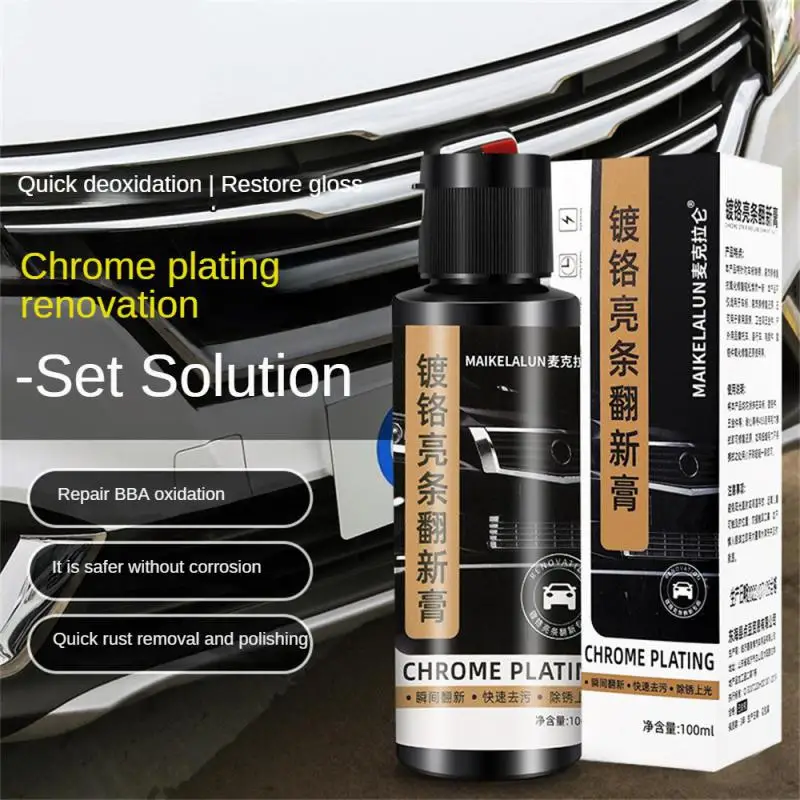 

Car Chrome Plate Retreading Agent 100ml Durable Universal Practical Portable Car Care Tools Cleaner Chrome Refurbishment White