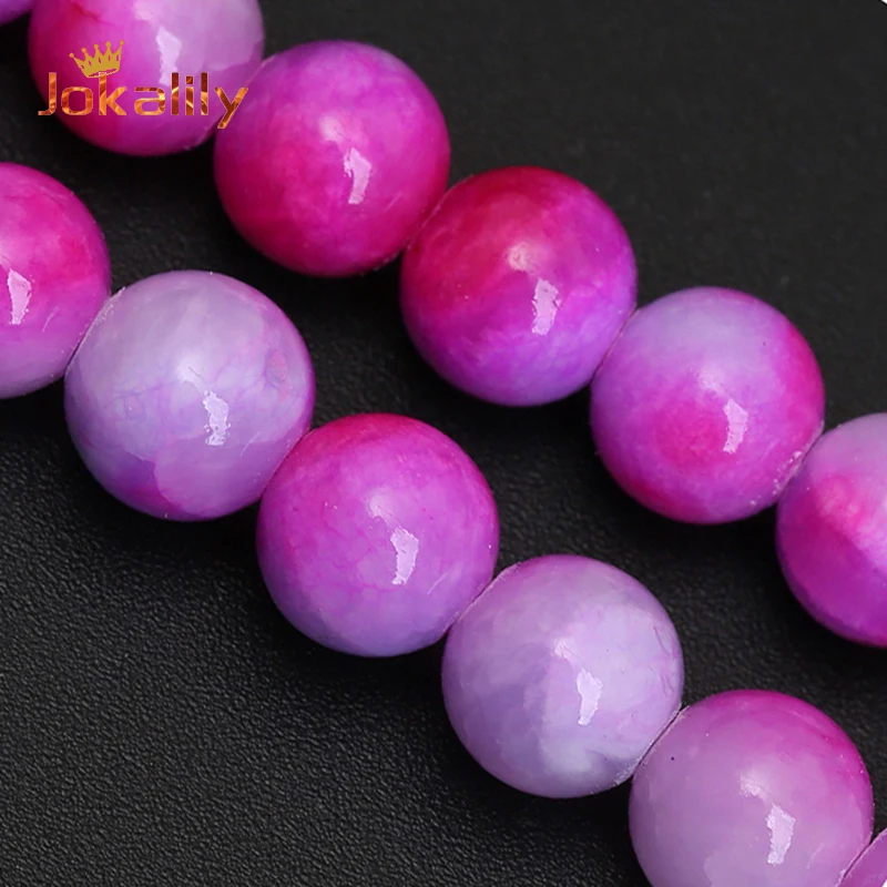 

Natural Stone Beads For Jewelry Making Rose Red Jade Round Loose Beads Diy Charms Bracelets Accessories 6 8 10 12mm 15" Strand