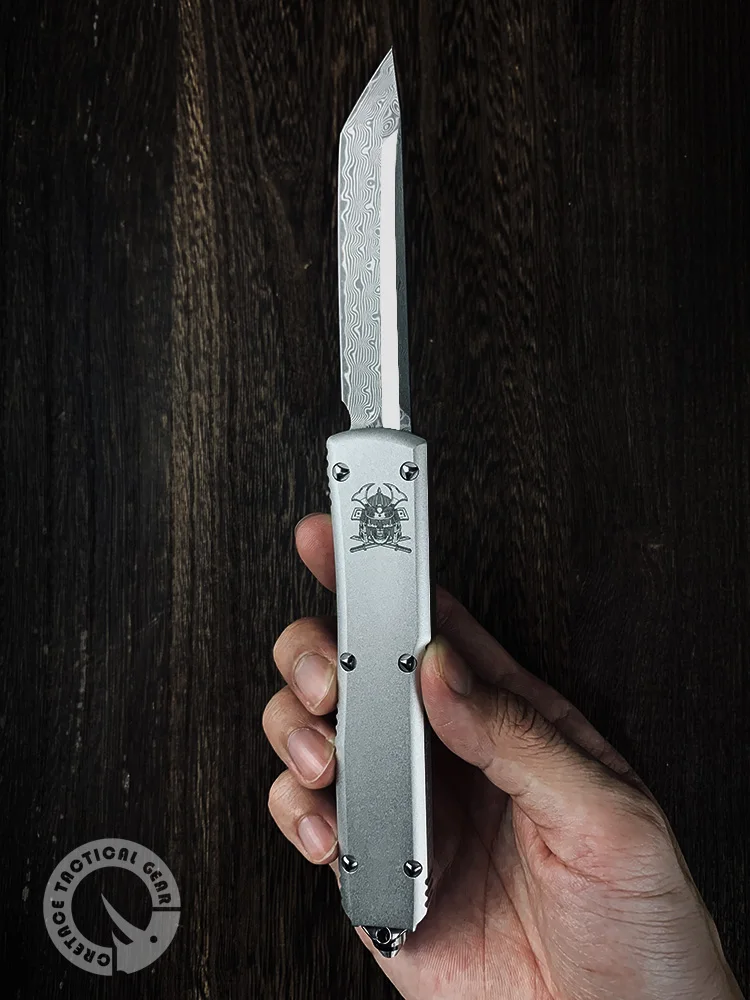 

Cretace Original OTF Tech Knife Real Damascus Tanto Blade Samurai Series Tactical Pocketknives EDC Self Defense Combat Gear