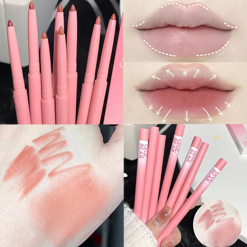 Set Matte Nude Contour Lipstick Waterproof Lasting Outline Lips Shape Lipstick Pen Lips Makeup Cosmetics