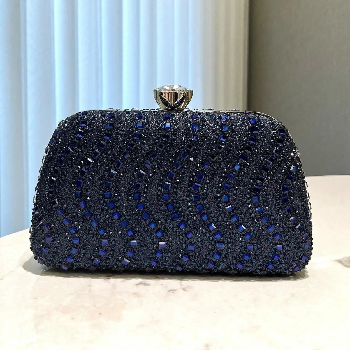 Ретро темно-синяя серебряная вечерняя сумка для ужина изысканная роскошная