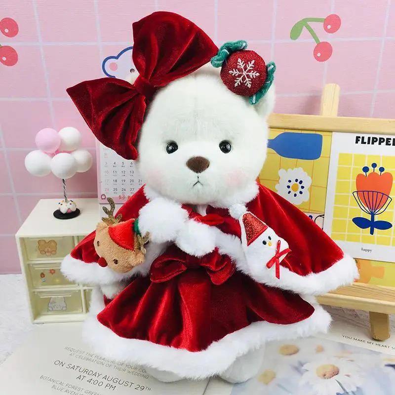 Фото Kawaii Lina Bear 30 см кукольная одежда ручной работы Рождественская юбка костюм плюшевая игрушка «сделай сам» одеваются детский подарок мультфильм аниме аксессуары №2