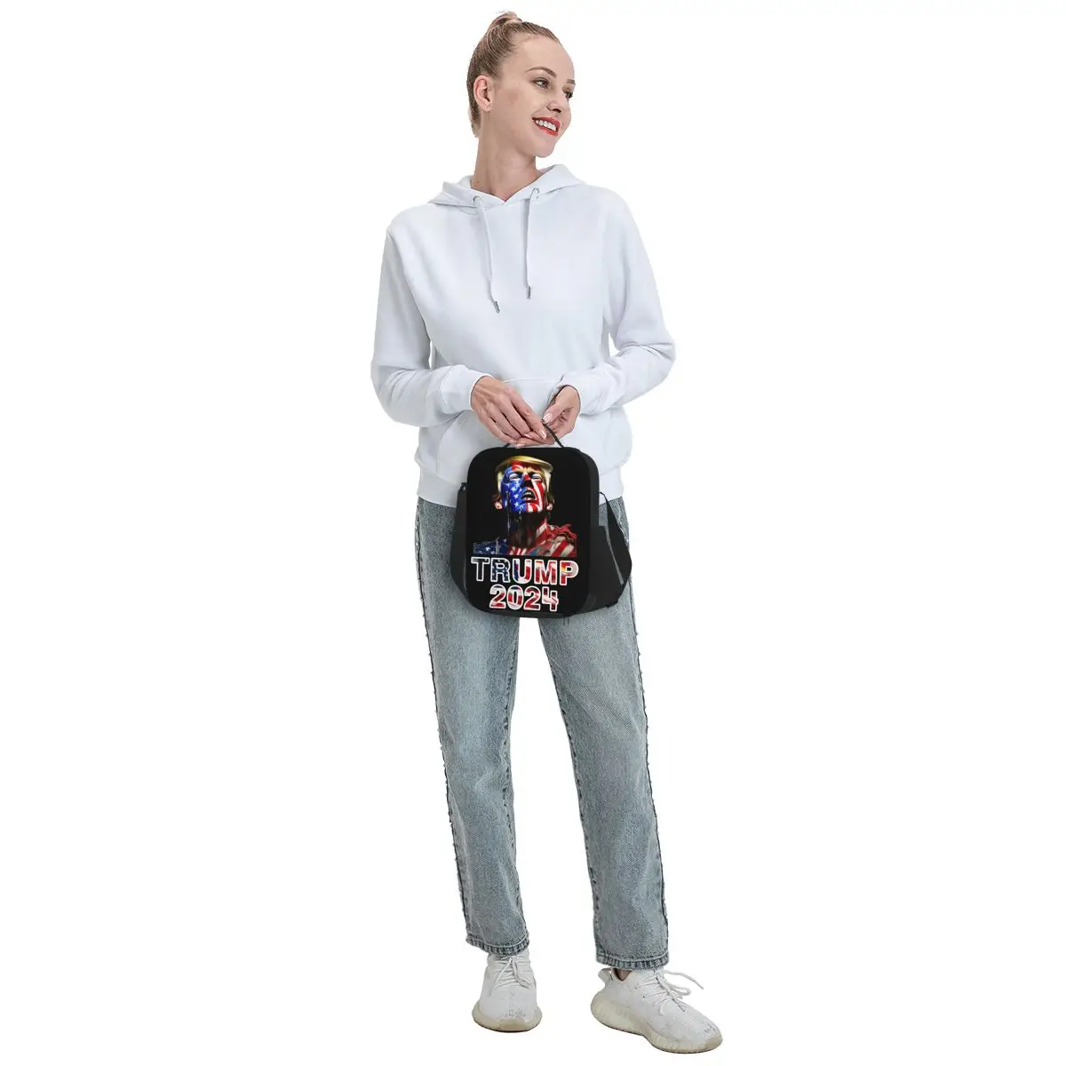 Изолированная сумка-тоут для ланча с флагом США 2024