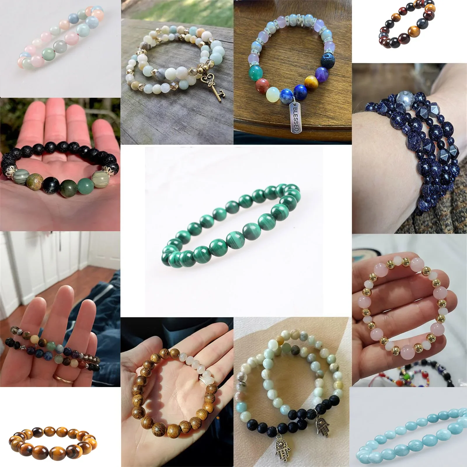 Градиентные бусины из натурального камня