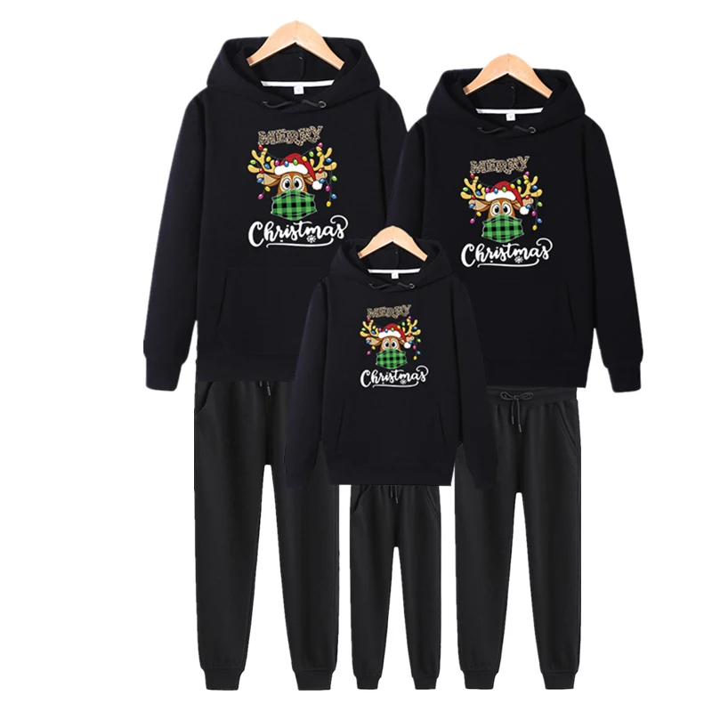 Christmas Sweaters Family Cotton Hoodies Mommy and Me Clothes Mother Father Daughter Son Sweatshirt Matching Outfits Christmas