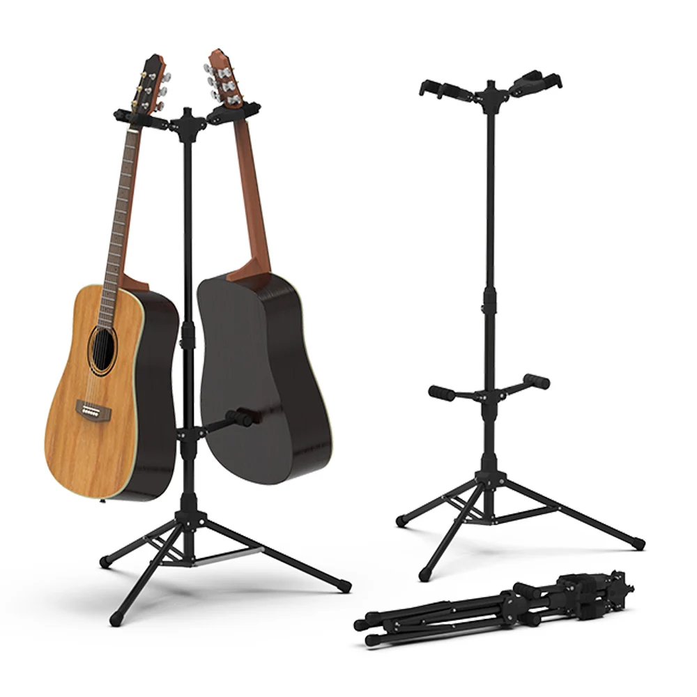 

GS-212 Double Hook Vertical Floor Guitar Stand Folding Adjustable Guitar Stand for Electric Guitar Bass Violin Ukulele Universal