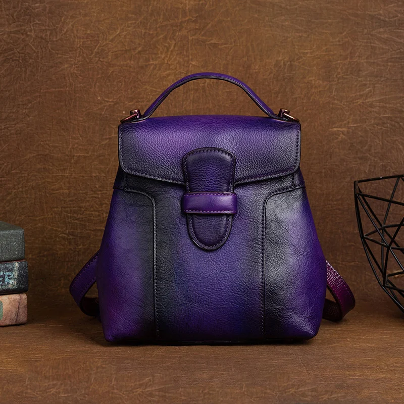 

Retro Embossing Women Backpack Genuine Leather Vintage Large Capacity Travel Bag Pack Leisure Cowhide Backpacks Mochila Femenina