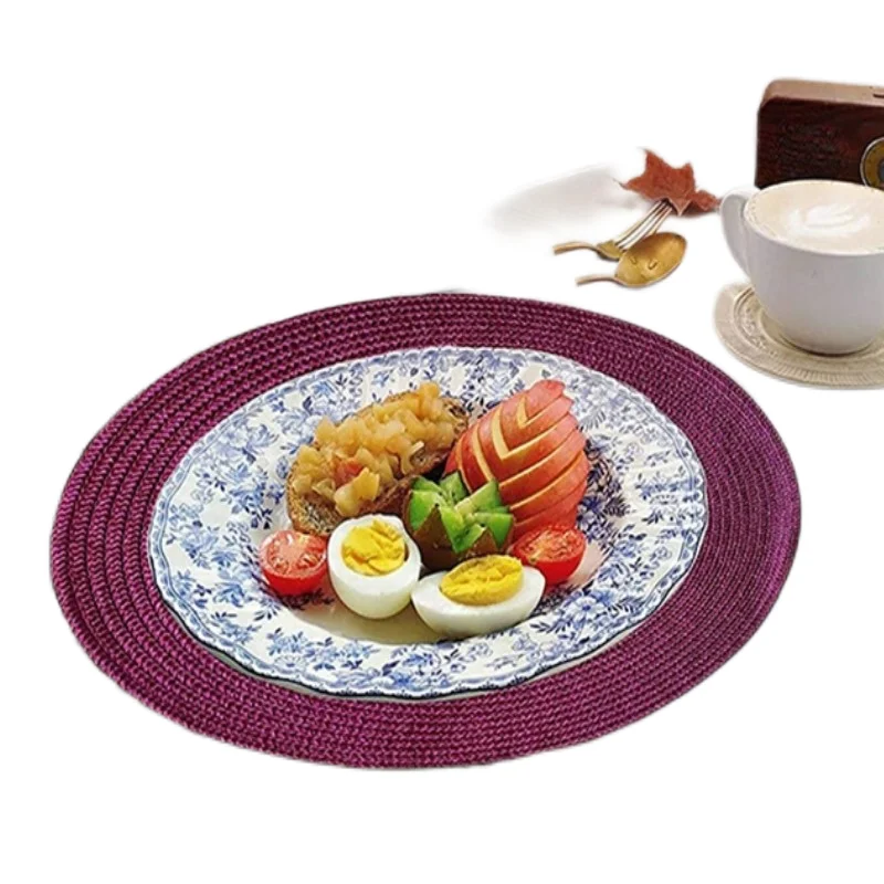 

Inyahome Round Braided Woven Placemats Set of 1/4/6 Table Mats for Dining Tables Woven Washable Non-Slip Place mats 15 Inch