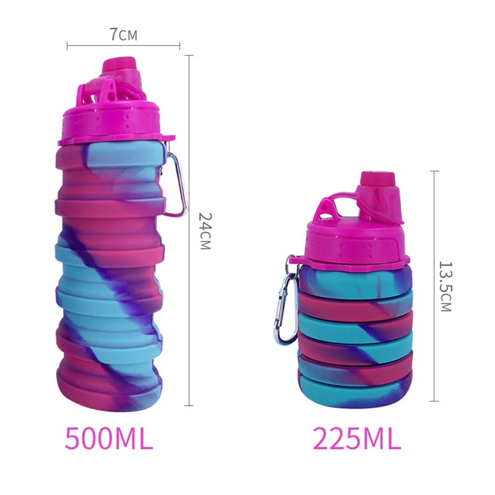 

For Outdoor Cycling 500ml Folding Folding Creative Handle Design Sports Water Bottle Home Supplies Water Cup Silicone Durable