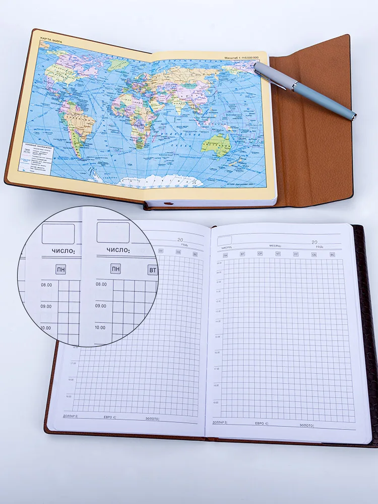 

Russian A5 Notebook Annual Notepad Daily Planner Sketchbook Hardcover Agenda Diary Stitching Binding School Supplies Stationery