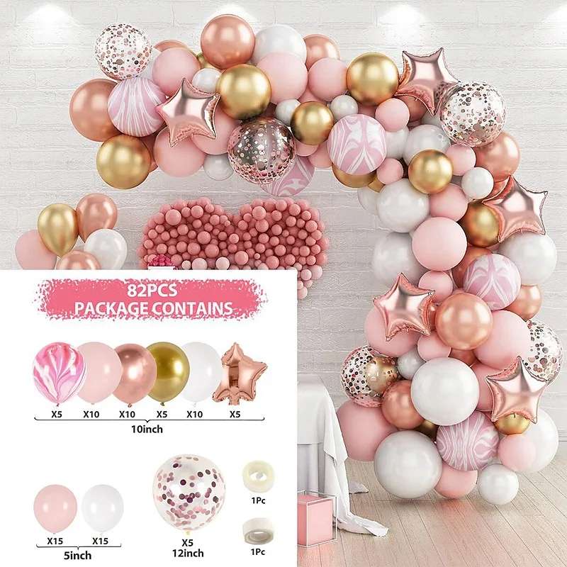 

82pc Pink Balloon Arch Set European Romantic Macaron Latex Balloon Chain Outdoor Wedding Home Birthday Party Decor Accessories