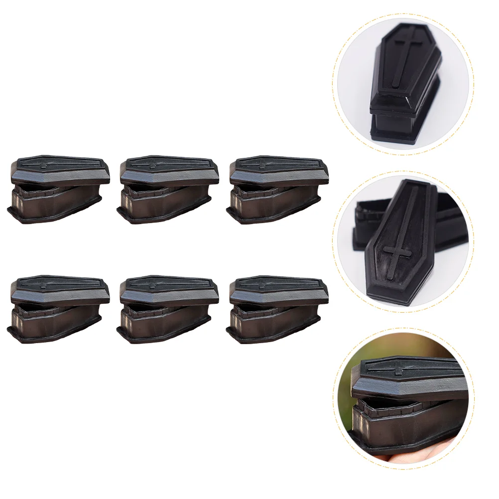 

Coffin Box Halloween Mini Party With Toy Treat Prop Favor Decor Shaped Lid Supplies Boxes Candy Ornament Wooden Prank Craft