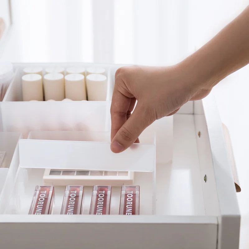 

Adjustable Drawer Style Make Up Storage Box Plastic Sundries Cosmetic Container Divider Desktop Sundries Organizer