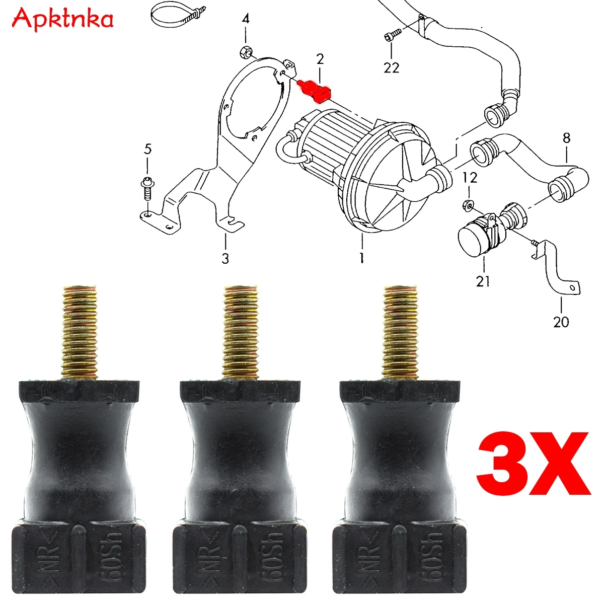 

Apktnka 3X для VW Touran Bora Golf Caddy Beetle Passat Polo Passat, дополнительный воздушный насос, фиксатор буфера, стопорный кронштейн