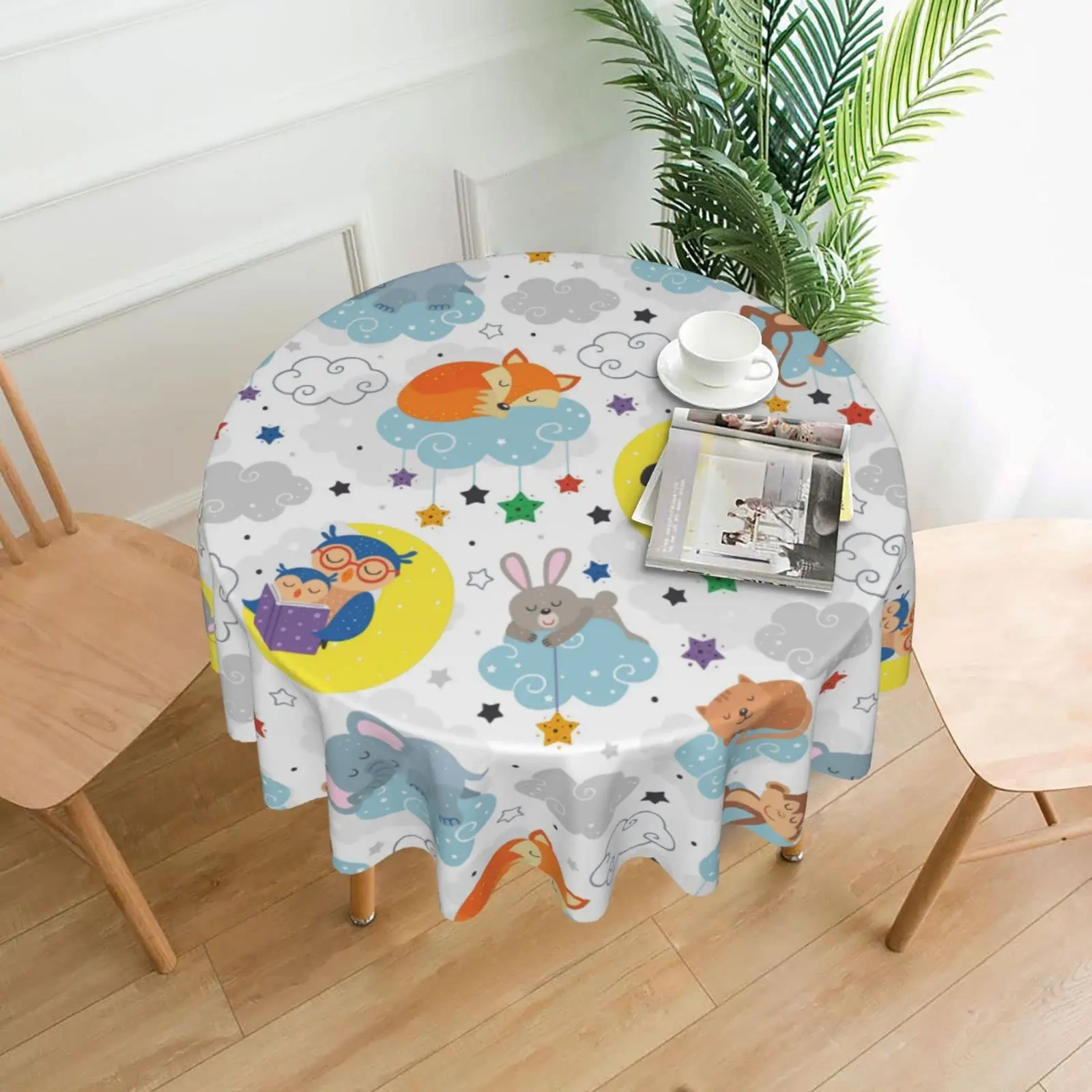 

Круглая скатерть AFHYZY, устойчивая к морщинам Водонепроницаемая моющаяся скатерть, 60 дюймов