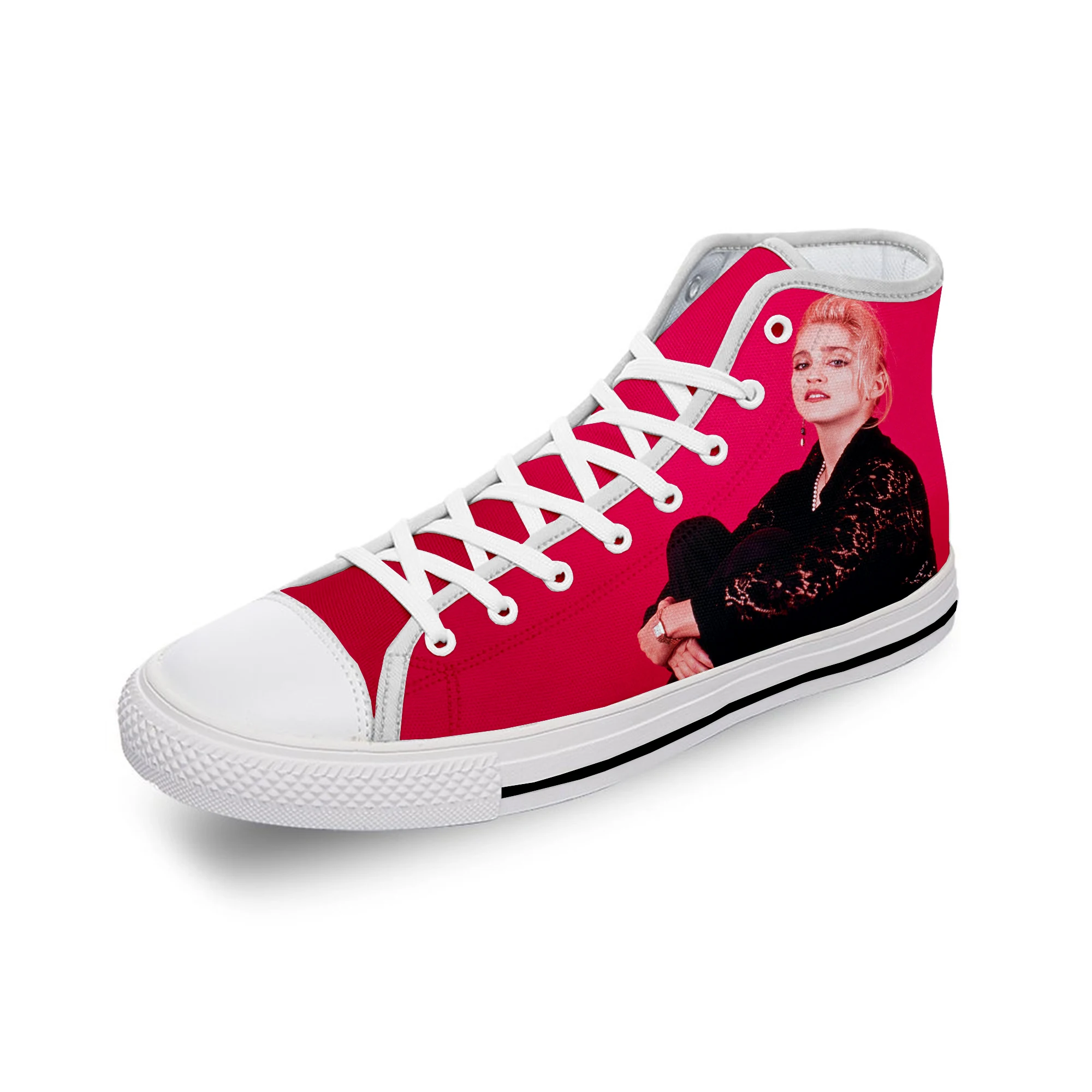 

Madonna Pop Singer Music Funny White Cloth Fashion 3D Print High Top Canvas Shoes Men Women Lightweight Breathable Sneakers