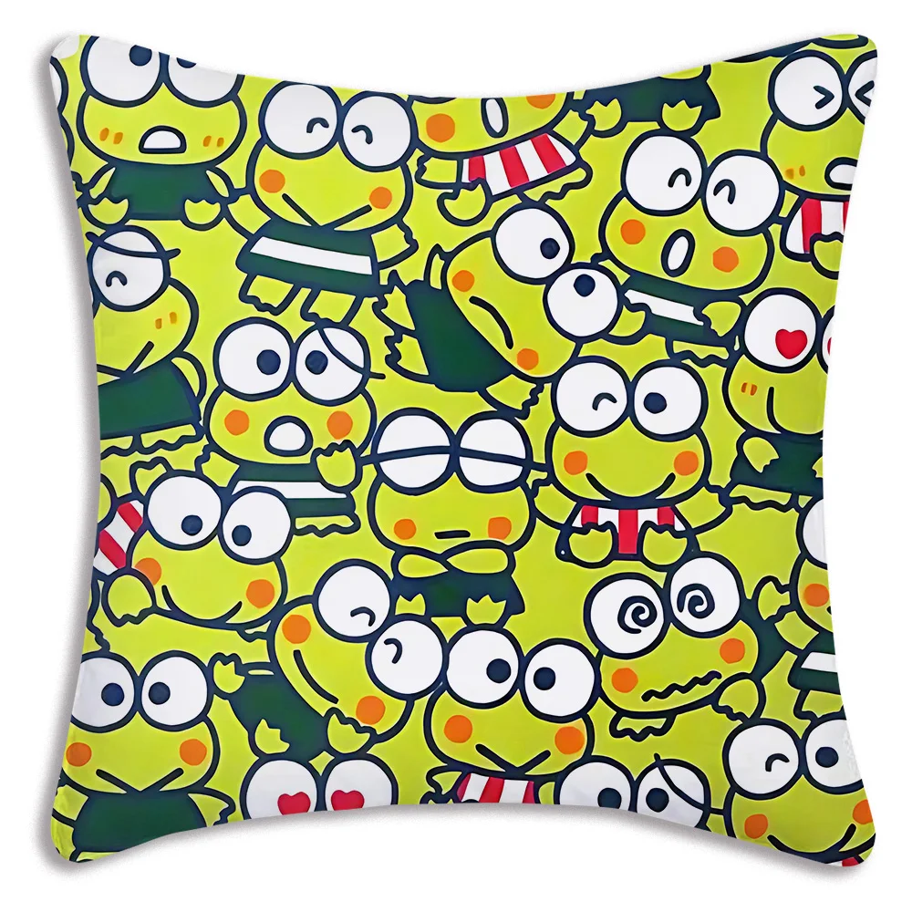 Pillow Covers Cartoon Cute Kerokerokeroppi Sofa Decorative Home Double-sided Printing Short Plush Cushion Cover