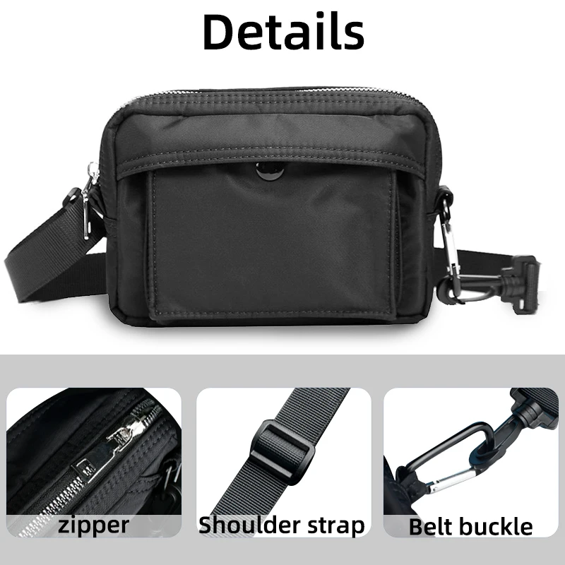 HcanKcan Men's Bag Japanese Style Mini Crossbody Bag Nylon Cloth Men's Shoulder Bag Waterproof Anti-Theft Mobile Phone Bag Pouch
