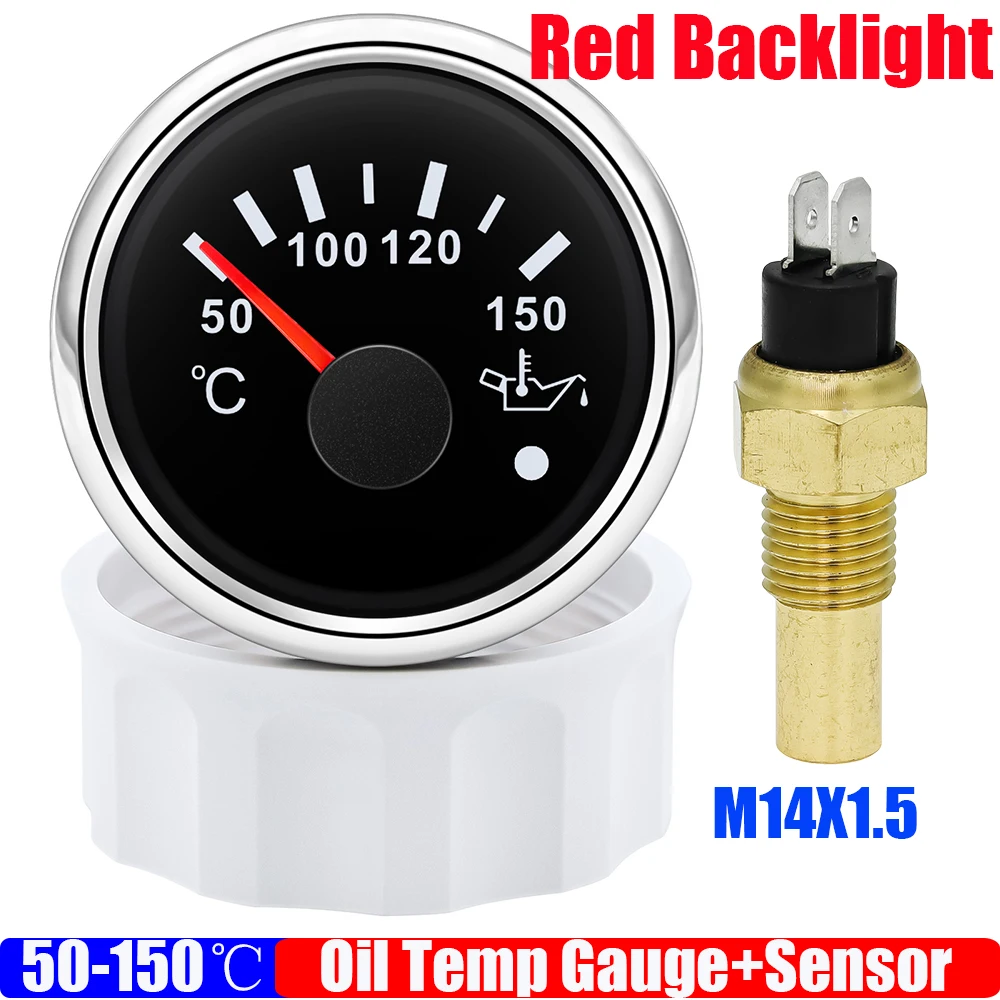 

Автомобильный лодка 2 "52 мм Датчик температуры масла с предупредительным красным светом 50 ~ 150 ℃ Измеритель температуры масла + датчик 1/8NPT M14X1,5 DC12V 24V Custom