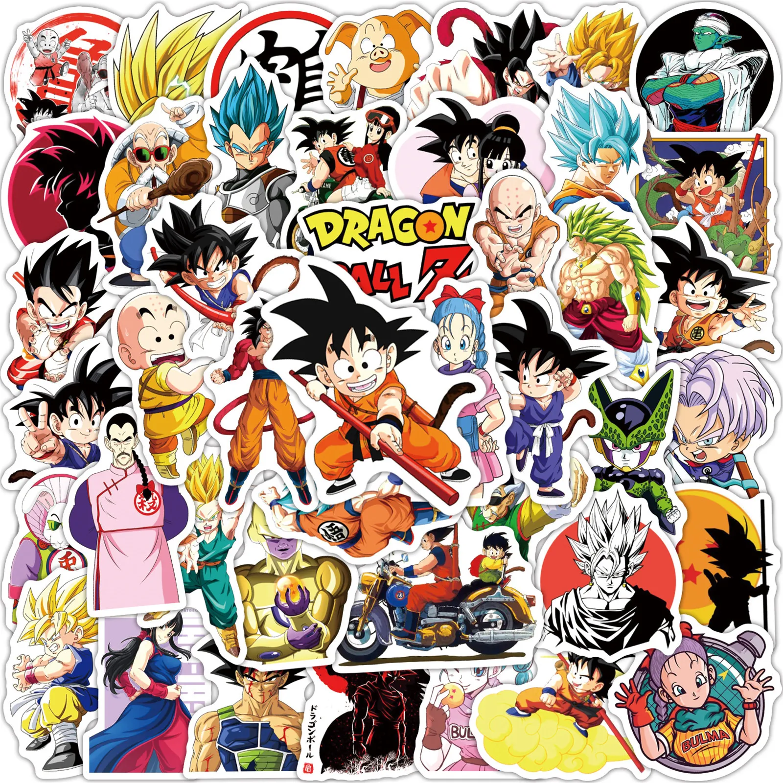 

50pcs New Dragon Ball Sticker Cartoon Character Water Cup Trolley Case Car Waterproof Sticker Cute Phone Case Anime Stickers