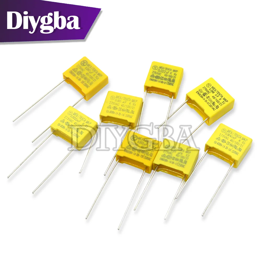 10PCS X2 Safety capacitor 10mm ~ 22.5mm 275VAC 0.022UF 0.047UF 0.1UF 0.15UF 0.22UF 0.33UF 0.47UF 0.68UF 1UF Polypropylene film - купить по