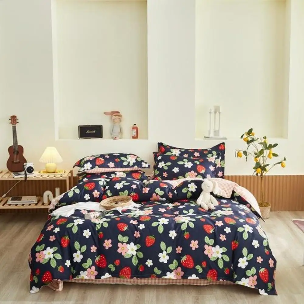 

220x240 Quilt Covers ,Flower pattern Blanket Cover, king Bed Set Yellow Pastoral Bedding set210x210 Duvet Cover With Pillowcase