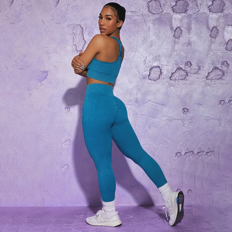 

Hot Ribbed Fitness Women Shorts Jogger Set Sleeveless Tank Top High Waist Yoga Leggings Pants Sporty Workout Activewear Tracksui