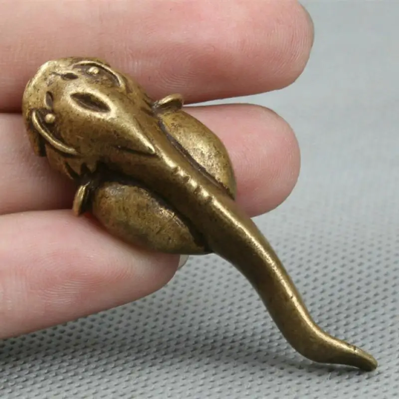 

45Mm Collection Curio Chinese Small Bronze Lovable Animal Fish Catfish Statue