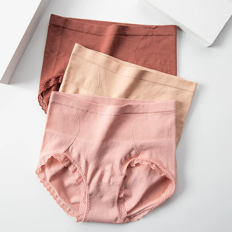 

Women's Minimalistic Cotton Shorts Underpants Solid Color Panties High Waist Briefs Comfortable Breathable Female Underpants