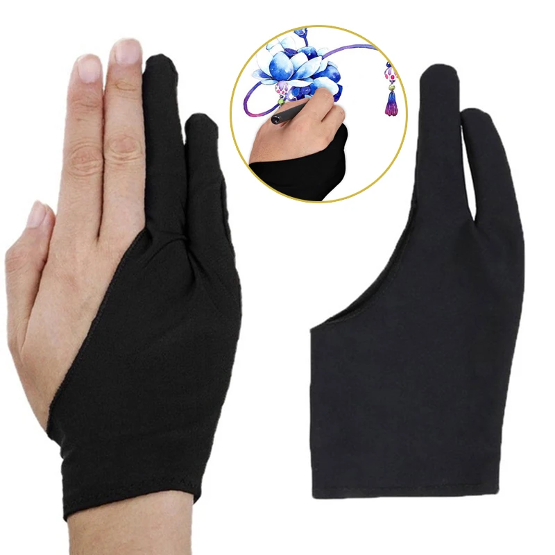 Artist Drawing Glove for Black 2 Finger Painting Digital Tablet Writing Anti-Fouling Art Students Arts Lover |