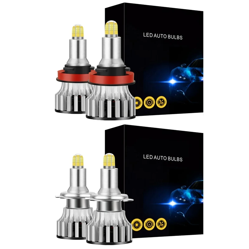 

2X H7 LED Headlight Bulbs, 24 CSP 8 Sides 360 Degree Car Led Lighting, 120W 18000LM 6500K Fog Light Bulbs & 2X H11