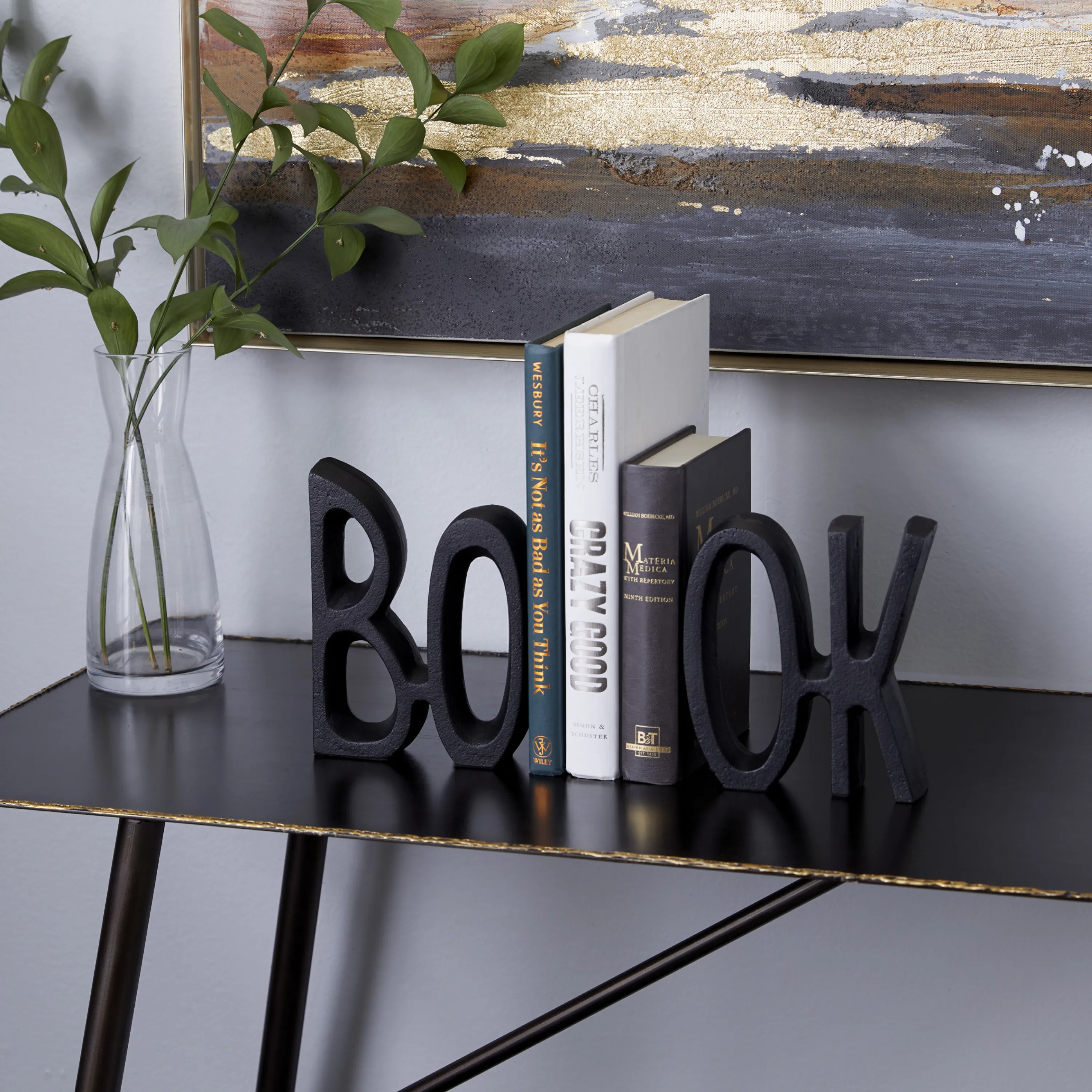 

5"W, 7"H Aluminum Black Industrial Bookends, Set of 2