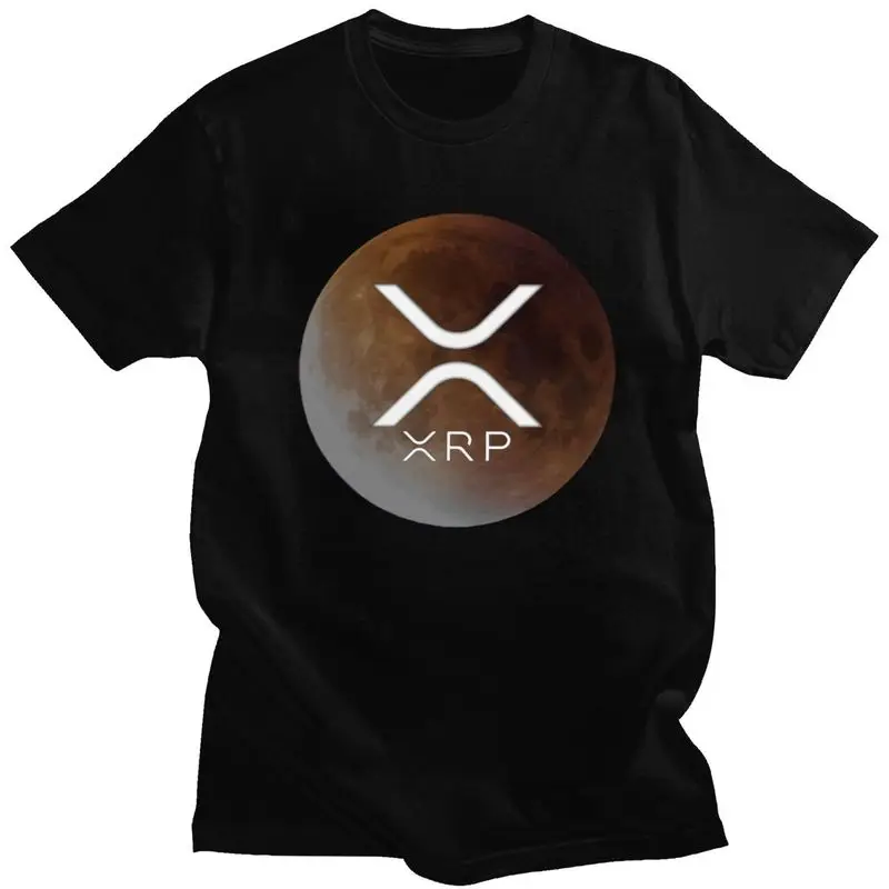 

Handsome Vintage Ripple XRP To The Moon T Shirt Men Short Sleeved Cotton T-shirt Leisure Bitcoin Crypto Tee Tops Fashion Tshirts