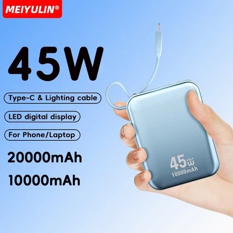 20000 мАч, 45 Вт, внешний аккумулятор для ноутбука, портативный кабель USB C 10000 мАч, быстрая зарядка, мобильный внешний аккумулятор для iPhone, Samsung, Xiaomi