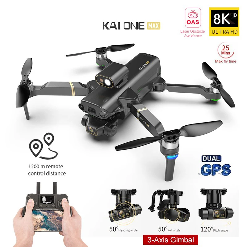 

KAI ONE Pro GPS Drone 8K HD Camera 3-Axis Gimbal Professional Anti-Shake Aerial Photography Brushless Foldable Quadcopter