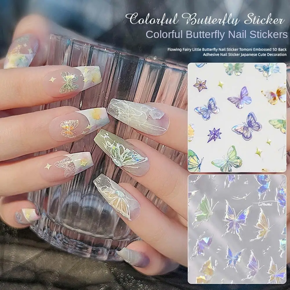 

3D Watercolor Butterflies Sliders Nail Art Water Transfer Decals DIY Holographics Fantasy Laser Color Butterfly Nail Stickers