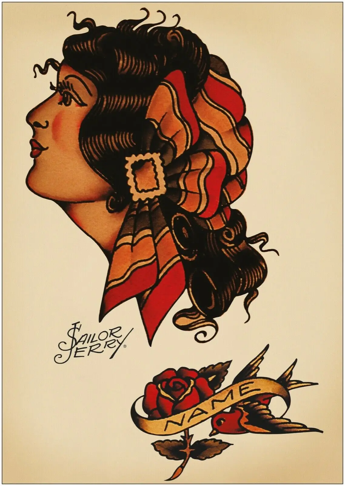 

Sailor Jerry Tattoo ART SILK POSTER Decorative Wall painting 24x36inch