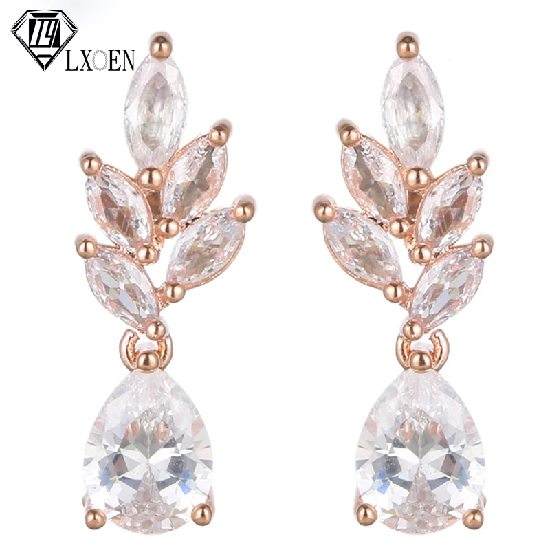 

LXOEN Fashion White Cubic Zirconia Water Drop Earrings for Brides Wedding Evening Party Costume Jewelry Accessories Pendientes