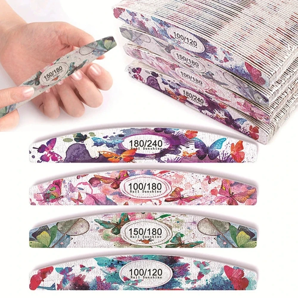 

Butterfly flower Printed Wood Nail File Buffer Practical Double-Sided Printed Nail Polisher Fingernail Pedicure Manicure Tools