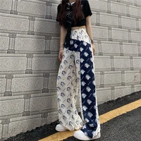 wide leg pants women 2022 summer baggy streetwear y2k trousers 90s aesthetic korean fashion high waist patchwork sweatpants